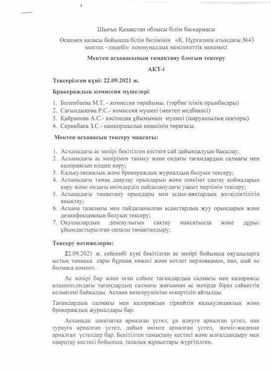 Асхананы тексеру актісі