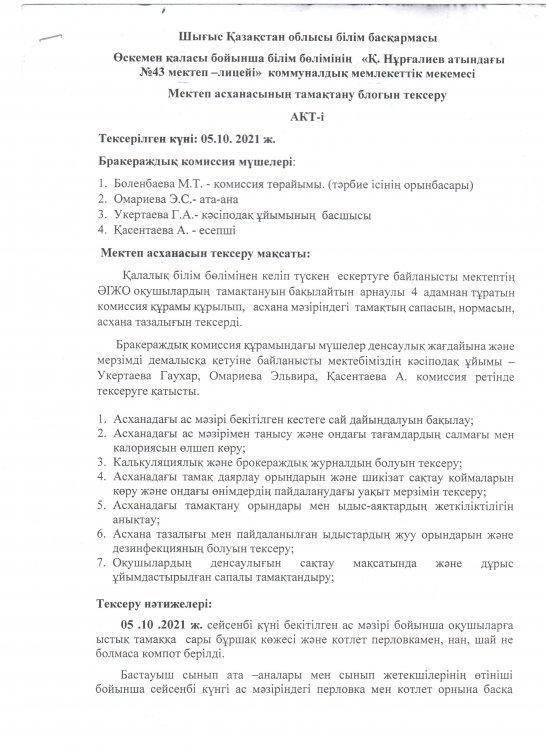 Асхананы тексеру актісі