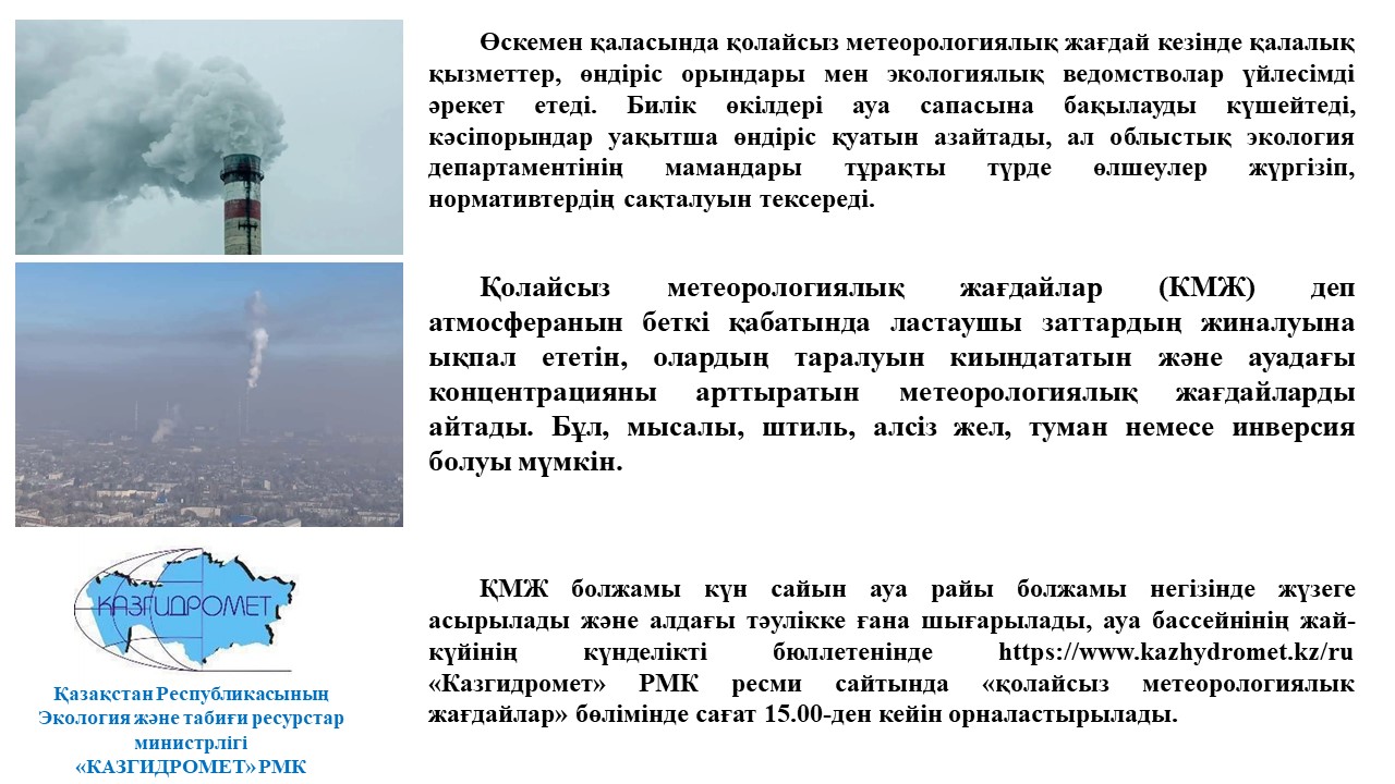Қолайсыз метеорологиялық жағдайлар туралы ЖАДЫНАМА